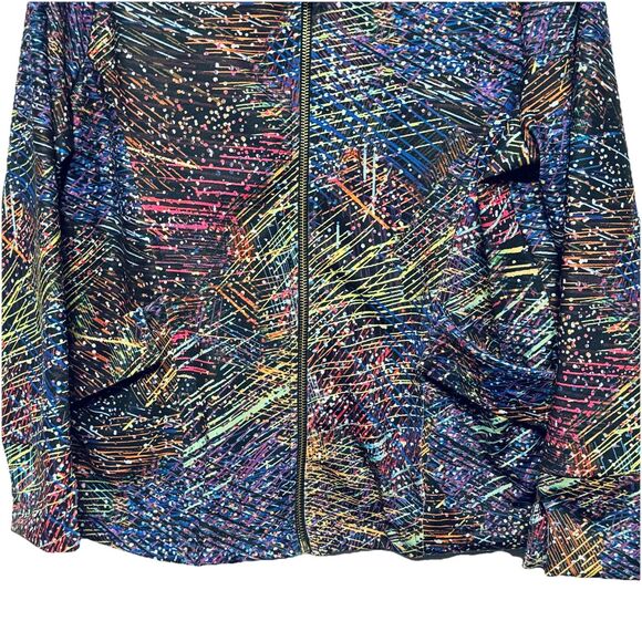 Berek Jacket Women's Size M Geometric Multicolor Artsy Full Zip Mock Neck - Picture 2 of 8